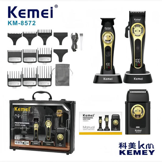 Kemei metal combo (máquina, trimmer y shaver)